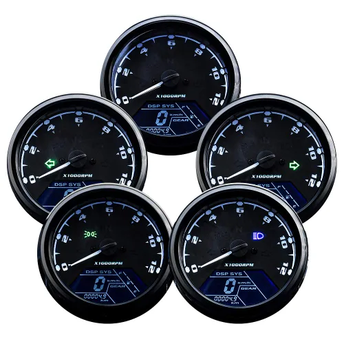 Vista 2 de 0011 Medidor Digital de Motocicleta Velocímetro/Tacómetro/Odómetro MPH KM/H Universal con Pantalla de Luz Indicadora Multifunción Negra