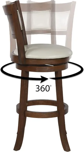 Vista 4 de OSP Home Furnishings Metro - Taburete giratorio de 30 pulgadas con asiento acolchado y reposapiés adjunto, piel sintética color crema con marco
