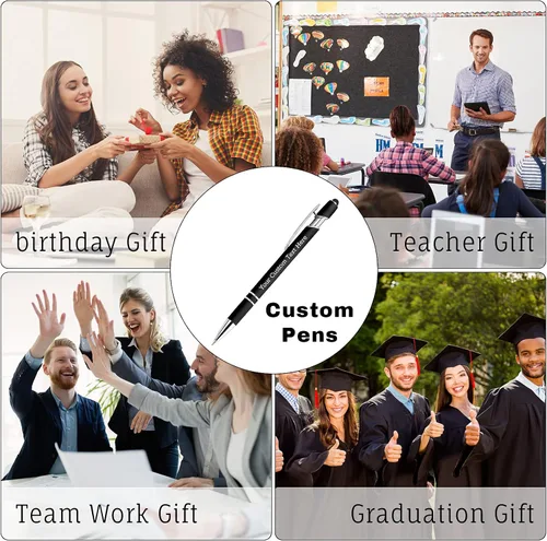 Vista 7 de Bolígrafos personalizados personalizados con grabado gratuito a granel con mensaje de nombre, bolígrafos personalizados para negocios, oficina