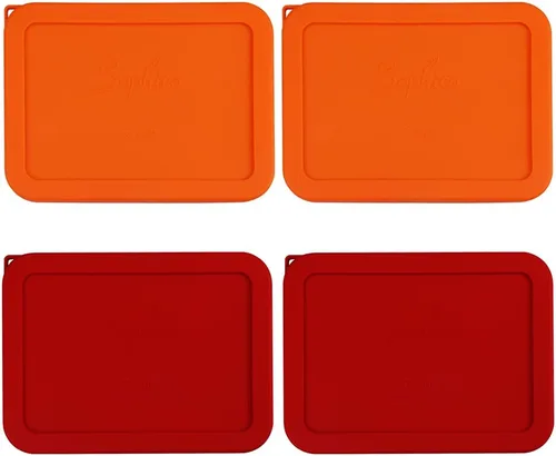 Vista 13 de Sophico Tapa de almacenamiento rectangular de silicona para 6 tazas de repuesto para cuencos de vidrio Pyrex 7211-PC, recipiente no incluido (MIX)