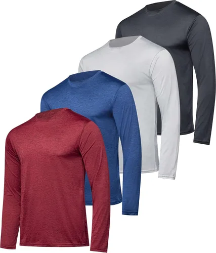 Vista 46 de Real Essentials Paquete de 4 unidades: camiseta de manga larga para hombre Dry Fit, disipa la humedad, protección solar FPU 50+ contra rayos