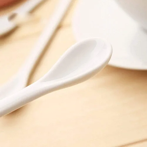 Vista 6 de Misaso Cucharas de huevo de porcelana blanca, cucharas de cerámica, cuchara de café, cuchara de postre cuchara de servir