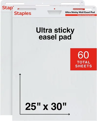 Vista 13 de STAPLES Ultra Sticky Tabletop Easel Pad, 20" x 23", 20 Sheets/Pad (ST62836)