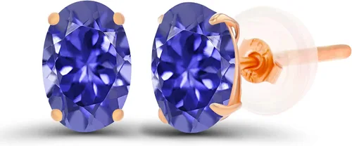 Vista 65 de Aretes ovalados de plata de ley 925 maciza chapados en oro de 0.236 x 0.157 pulgadas con piedra natal genuina para mujer Aretes de tuerca Amatista