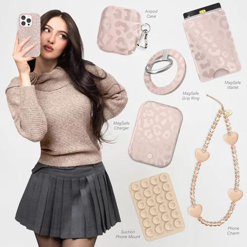 Vista 138 de VELVET CAVIAR Funda para iPhone 15, compatible con MagSafe, probada contra caídas de 10 pies, fundas protectoras de diseño, leopardo color rosa