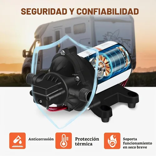Vista 6 de YOUNGTREE Bomba de diafragma de agua de 12 V CC, 3.5 GPM, 45 PSI, bomba de presión de agua dulce autocebante de 12 voltios con interruptor