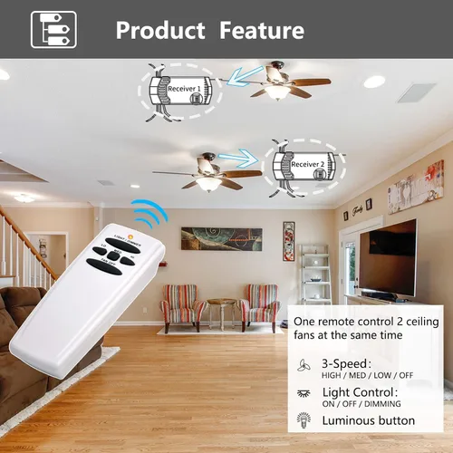 Vista 2 de Fan-HD Kit + paquete FAN28R, kit de control remoto universal para ventilador de techo de repuesto para Hampton Bay, Hunter, Harbor Breeze, No