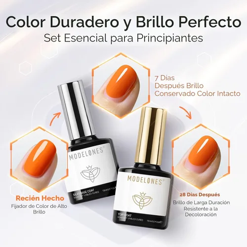 Vista 7 de Modelones - Juego de esmaltes de gel transparente, capa base de gel superior, sin limpieza, 0.5 onzas líquidas Un conjunto claro