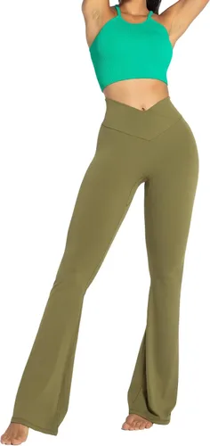 Vista 7 de Sunzel Womens Flare Leggings with Tummy Control Crossover Waist and Wide Leg