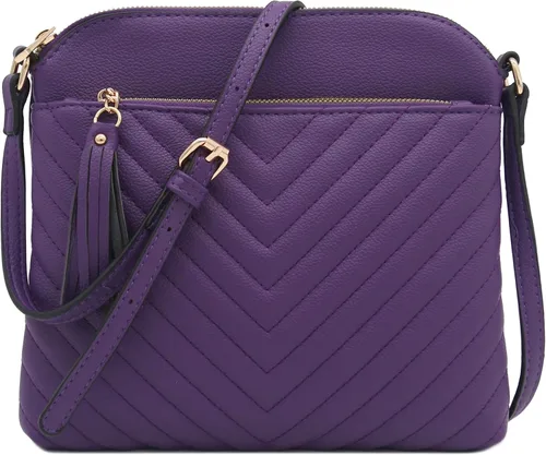 Vista 20 de Bolsa cruzada FashionPuzzle de tamaño medio con acolchado de espiga y borla Negro