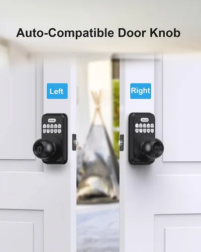 Vista 7 de Zowill Entrada sin llave con perilla – Cerradura de teclado electrónico, entrada sin llave con perilla de puerta, bloqueo automático, fácil