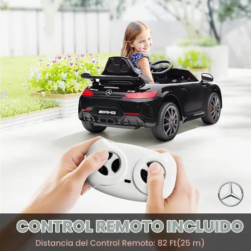 Vista 6 de Qaba Mercedes-Benz AMG GTR - Coche con licencia de 12 V para niños Negro