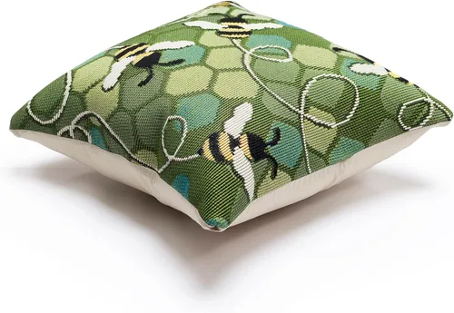 Vista 7 de Liora Manne Marina - Almohadas de fácil cuidado para interiores y exteriores, 12 x 18 pulgadas, color verde Verde Libre de Abejas