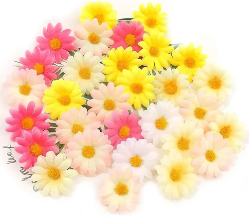 Vista 7 de 100 cabezas de girasol de seda de 1.969 in, 2 pulgadas, decoración de boda, corona de regalo, álbum de recortes, manualidades, fiesta, festival