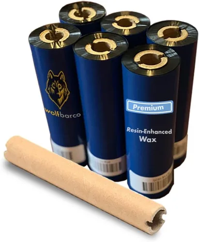 Vista 13 de Wolfbarco 1 Roll 1.57" x 1476' (40mm x 450m) Premium Resin Enhanced Wax Thermal Transfer Ribbon 1" Core, Coated Side Out for Zebra Printers