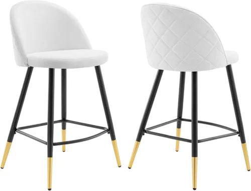 Vista 14 de Modway Taburetes de comedor tapizados de tela Cordial en Azure - Juego de 2