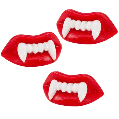 Vista 4 de 3 colmillos de cera masticables Fruidles Halloween