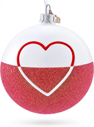 Vista 3 de Bandera de Polonia bola de cristal adorno de Navidad 4 pulgadas