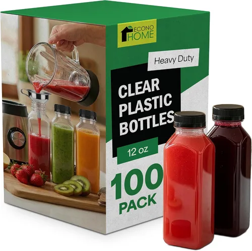 Vista 11 de EconoHome Paquete de 100 botellas redondas de jugo de 16 onzas, sin BPA