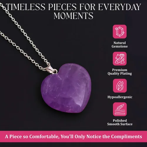 Vista 5 de Gempires Love - Collar con colgante de cristal de corazón para mujer, chapado en plata, cadena ajustable de 18 + 2 pulgadas