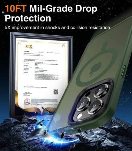 Vista 5 de Meifigno Magic Mag Series - Funda diseñada para iPhone 15 Pro, protección de grado militar y compatible con MagSafe, parte trasera mate translúcida