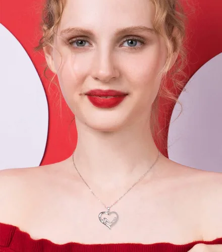 Vista 3 de Regalo para el día de la madre, plata de ley 925, collar con colgante de corazón de amor, mamá, oso, panda, elefante, perezoso, animales, collares