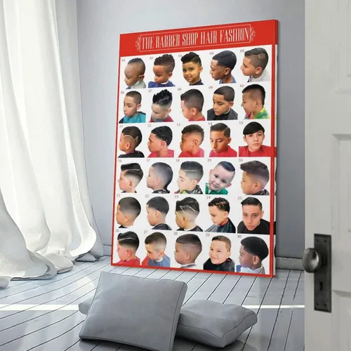 Vista 3 de Póster de guía de peinado infantil de peluquería para niños, impresiones artísticas para decoración de pared, decoración de habitación, decoración