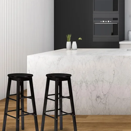Vista 5 de PJ Wood Taburetes de cocina de asiento redondo clásico de 24 pulgadas de alto para hogares, espacios de comedor y bares con asientos sin espalda