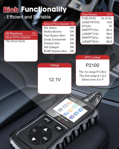 Vista 6 de Escáner OBD2 Lector de código de automóvil Soporte de prueba de voltaje Plug and Play Fixd Car CAN Herramienta de escaneo de diagnóstico Leer