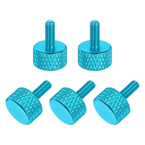 Vista 38 de MECCANIXITY 5 piezas M6x14mm Tornillos de pulgar estriado de cabeza plana, pernos de rosca completa de aleación de aluminio sólido para carcasas