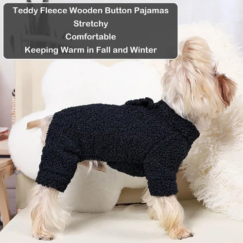 Vista 3 de Pijamas de forro polar para perros pequeños, ropa de cachorro de 4 patas para perro, pijamas para perros pequeños para otoño e invierno, ropa cálida