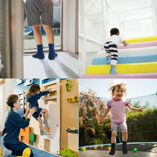 Vista 3 de ELUTONG Calcetines para niños y niñas, 15 pares de calcetines antideslizantes para bebés de 1 a 10 años
