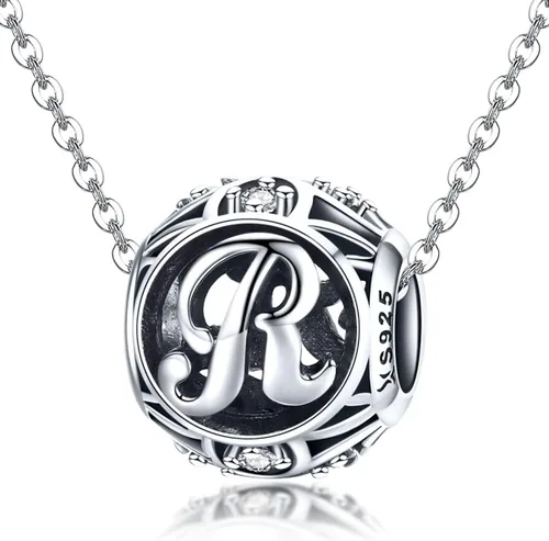 Vista 5 de Plata de ley 925 con piedras cúbicas, opciones completas de regalo de la A Z, cuentas de letras del alfabeto para pulseras europeas Pandora