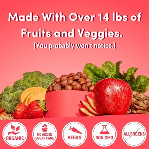 Vista 2 de Llama Naturals Multivitamin para Mujeres y Hombres, Gomitas Veganas y Orgánicas con Vitamina D, C y K, Vitaminas de Fruta Real para Adultos