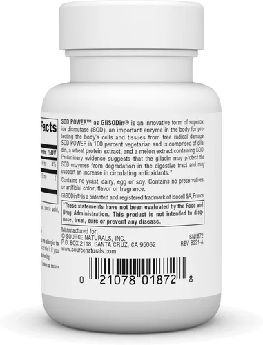 Vista 3 de Source Naturals SOD Power As Glisodin, 250 mg - 30 Tabletas