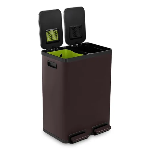 Vista 13 de SIMPLI-Magic Elegante bote de basura negro con pedal de 16 galones (60 litros), cubo de basura de cocina de doble compartimento con contenedores
