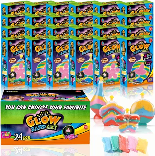 Vista 8 de Crea tu propia actividad artística de arena mágica con purpurina Kits de arena personalizados de colores que brillan en la oscuridad para niños