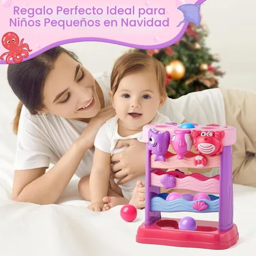 Vista 7 de V-Opitos Juguetes musicales para niños de 1 y 2 años, juguetes interactivos de alimentación con pelota, juguetes educativos Montessori, regalos