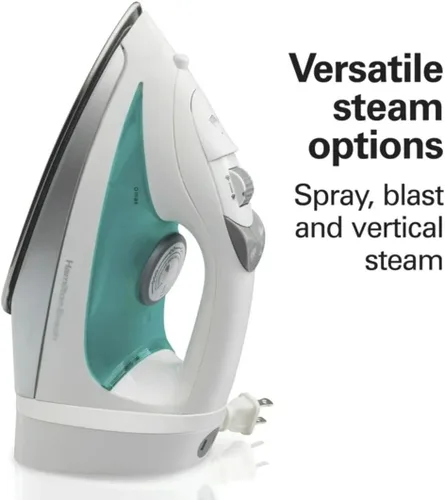 Vista 4 de Hamilton Plancha de vapor retráctil con cable Potente 1200 W, suela antiadherente, vapor vertical, apagado automático
