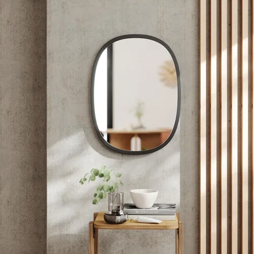 Vista 2 de [Usado] Umbra Hub Oval Wall Mirror with Rubber Frame, Modern Room Decor for Entryways, Washrooms, Living Rooms and More, Black