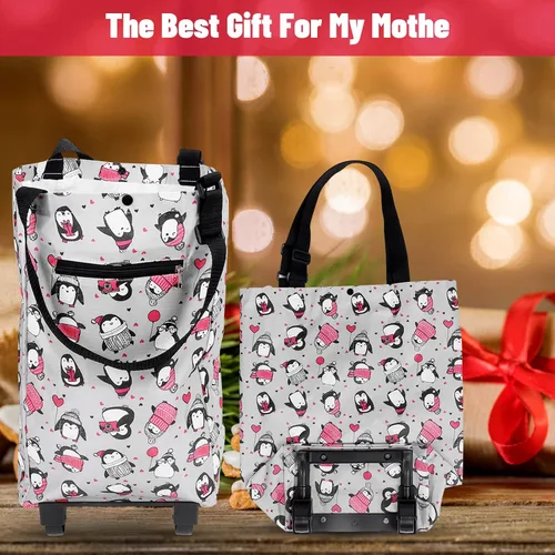 Vista 4 de Pilipane Bolsa de compras plegable plegable, bolsas de comestibles reutilizables, bolsa de carrito de compras para viajes de compras y todo el uso