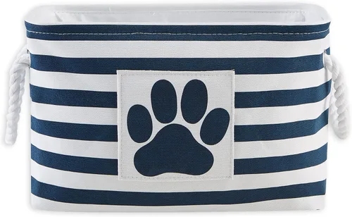 Vista 29 de Bone Dry - Cesta de almacenamiento para mascotas, diseño de parche de pata rayado, aguamarina, rectángulo pequeño