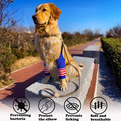 Vista 4 de Rodilleras protectoras para coderas de perro, rodilleras, manga para tratamiento de callos para heridas, patas delanteras para evitar lamer