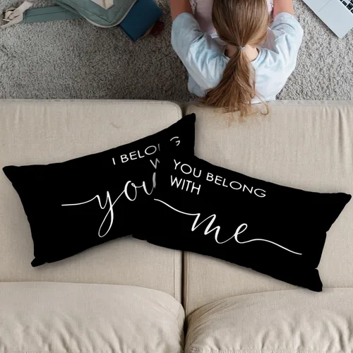 Vista 3 de (RB) - Juego de 2 fundas de almohada de franela con texto en inglés "I Belong with You, You Belong with Me", 12 x 20 pulgadas, regalos