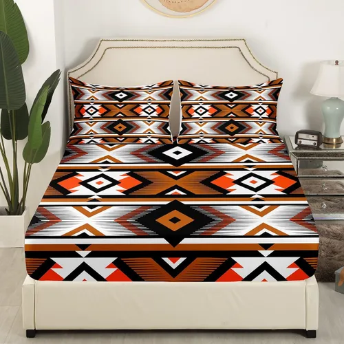 Vista 3 de Erosebridal Southwestern - Juego de ropa de cama tamaño individual, diseño étnico étnico geométrico, bohemio, azteca, para niños, adolescentes