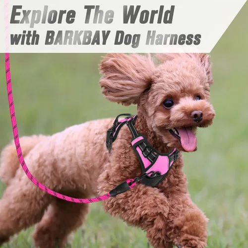 Vista 155 de BARKBAY - Arnés para perro sin tirones con clip frontal, material resistente y reflectante, asa de fácil control para pasear perros grandes