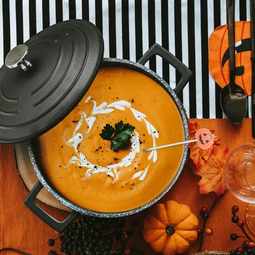 Vista 6 de UPKOCH Juego de 6 cucharas de calabaza de Halloween con forma de calabaza de acero inoxidable para café y postre de 4.9 pulgadas, utensilios
