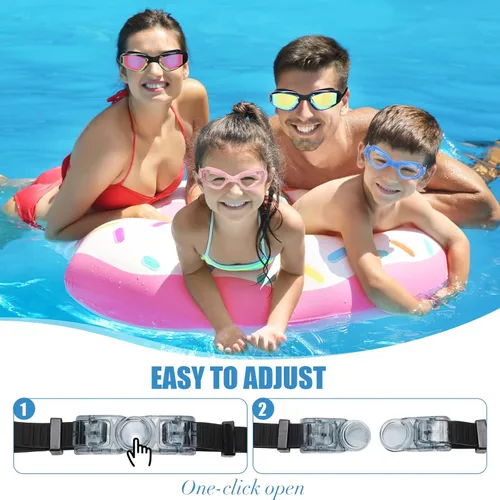 Vista 4 de Konohan Paquete de 10 gafas de natación a granel para niños y adultos, gafas de piscina antivaho de silicona sin fugas, gafas de natación
