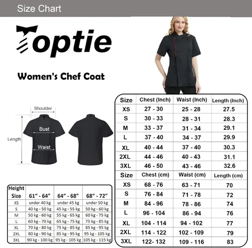 Vista 6 de TOPTIE Chaqueta de chef de manga corta para mujer