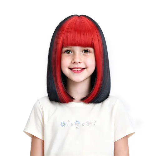 Vista 7 de BERON Peluca roja corta y recta para niños con flequillo para disfraz diario Rojo